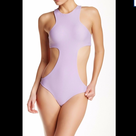 NEW $218 MIKOH Osaka Cutout‎ One-Piece Swimsuit in Taro Lilac [SZ Medium ] - Picture 3 of 8